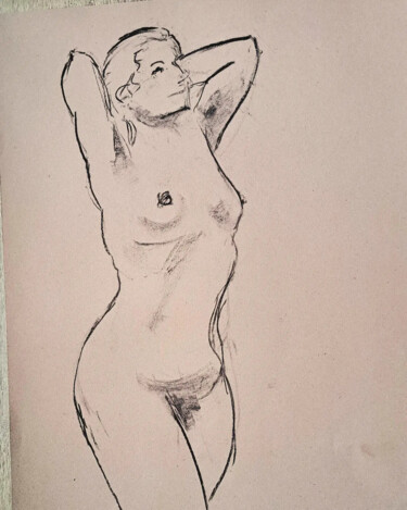 Drawing titled "Life Drawing 53" by Jon Phillipson Brown, Original Artwork, Charcoal