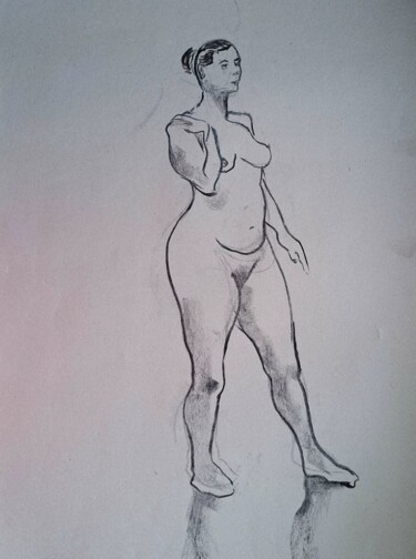 Drawing titled "Life Drawing 56" by Jon Phillipson Brown, Original Artwork, Charcoal