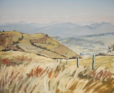 Pittura intitolato "Hillside in Asturias" da Jon Phillipson Brown, Opera d'arte originale, Olio
