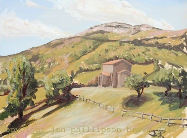 Pittura intitolato "Landscape with the…" da Jon Phillipson Brown, Opera d'arte originale, Olio