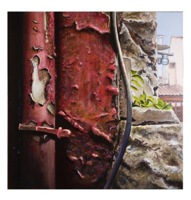 Peinture intitulée "Red Wall" par Jon Phillipson Brown, Œuvre d'art originale, Huile