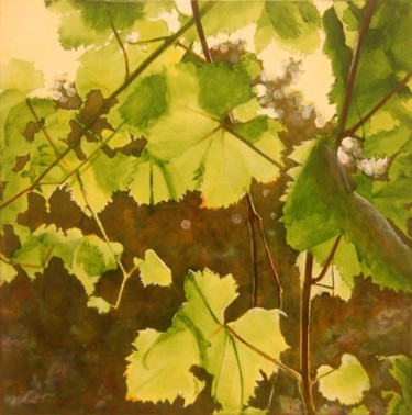 Painting titled "Vine leaves" by Jon Phillipson Brown, Original Artwork