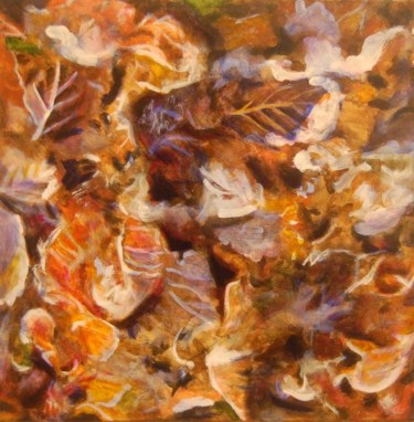 Painting titled "Fallen hazel leaves" by Jon Phillipson Brown, Original Artwork, Oil
