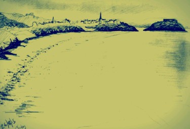 Drawing titled "Tenby with effects" by Jon Phillipson Brown, Original Artwork