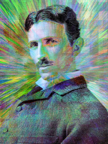 Digital Arts titled "Electric Tesla" by Jon Woodhams, Original Artwork, 2D Digital Work
