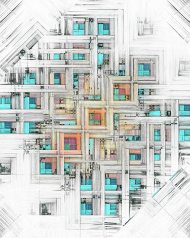 Digitale Kunst mit dem Titel "Metropolis" von Jon Woodhams, Original-Kunstwerk, 2D digitale Arbeit