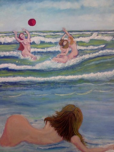 Painting titled "Juegos de agua" by Joper, Original Artwork, Oil