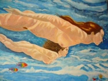 Pintura titulada "En las profundidade…" por Joper, Obra de arte original, Oleo