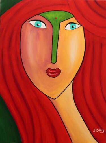 Painting titled "Miss India" by Jopy, Original Artwork, Acrylic