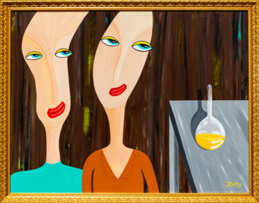 Painting titled "Pierre et Marie Cur…" by Jopy, Original Artwork, Acrylic