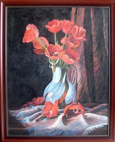 Painting titled "Тюльпаны" by Sergei Kuropatkin, Original Artwork