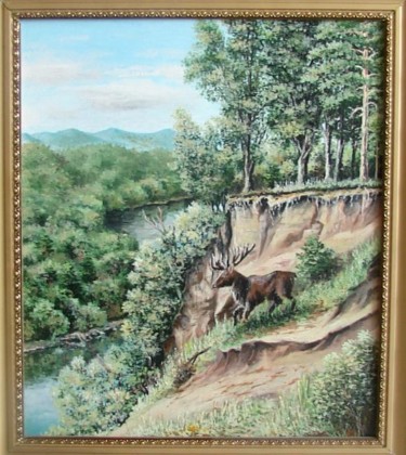 Картина под названием "Обрыв реки" - Сергей Куропаткин, Подлинное произведение искусства