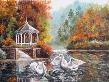 Картина под названием "Лебеди" - Сергей Куропаткин, Подлинное произведение искусства