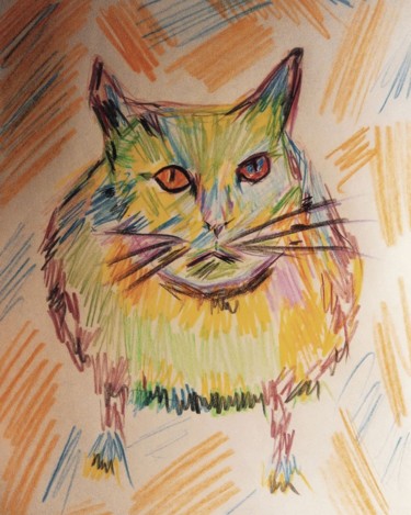 Рисунок под названием "Толстокот" - Jora Poshytilo, Подлинное произведение искусства, Цветные карандаши