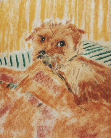 Drawing titled "Dog 2" by Jora Poshytilo, Original Artwork, Pastel