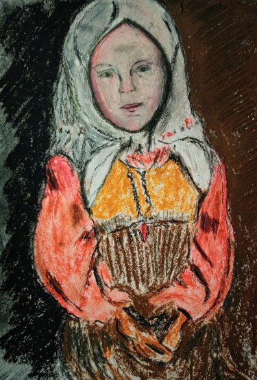 Drawing titled "russian girl" by Jora Poshytilo, Original Artwork, Pastel