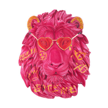 "Reggie - The Lion" başlıklı Tablo Jordanna Ber tarafından, Orijinal sanat, Kalem