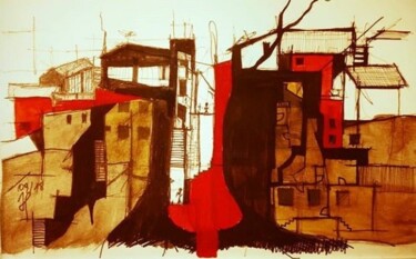 Peinture intitulée "favelawalk 03" par Jörg Johannes Pfeifer, Œuvre d'art originale