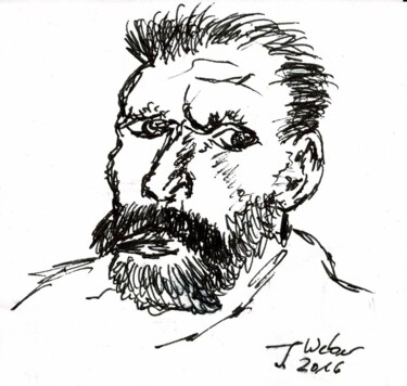 Dessin intitulée "Van Gogh Kuli Vince…" par Jörg Weber, Œuvre d'art originale, Stylo à bille