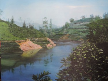 Painting titled "Embalse de Guatape" by Jorge Marin, Original Artwork, Oil