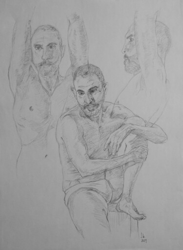 Drawing titled "Barry three views,…" by Jorge Bandarra, Original Artwork, Graphite