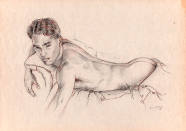 Drawing titled "Talvin, lying nude…" by Jorge Bandarra, Original Artwork, Graphite