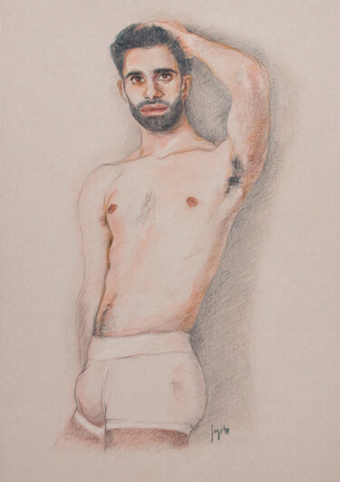 Рисунок под названием "Alex standing portr…" - Jorge Bandarra, Подлинное произведение искусства, Карандаш