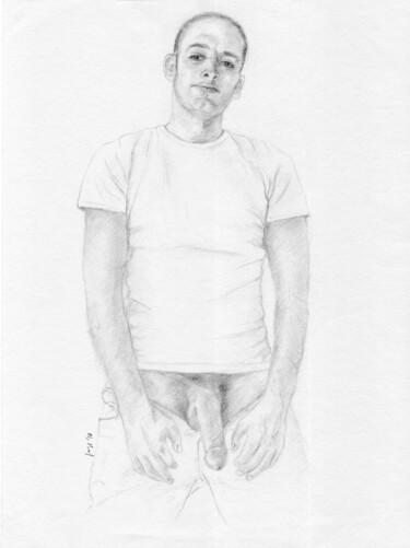Drawing titled "Barry standing nude" by Jorge Bandarra, Original Artwork, Graphite