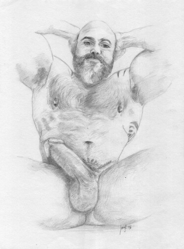Drawing titled "Hairy muscle scott,…" by Jorge Bandarra, Original Artwork, Graphite