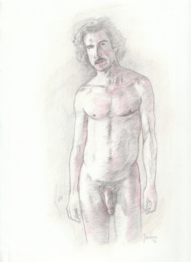 Drawing titled "TC standing nude st…" by Jorge Bandarra, Original Artwork, Graphite