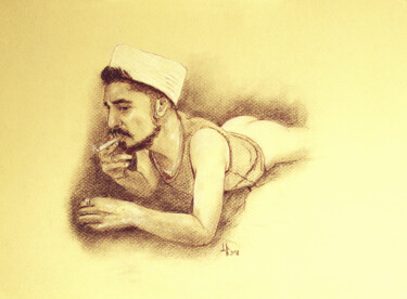 Отпечатки и Гравюры под названием "Jonathan as a sailor" - Jorge Bandarra, Подлинное произведение искусства, Карандаш