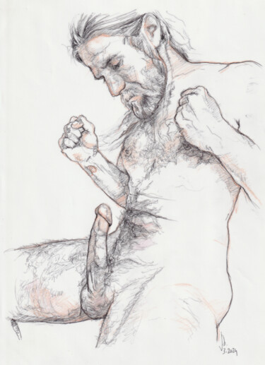 Рисунок под названием "Ginger phallus, hom…" - Jorge Bandarra, Подлинное произведение искусства, Шариковая ручка