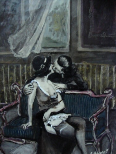 Pintura titulada "el beso" por Jorge Blanco, Obra de arte original, Oleo