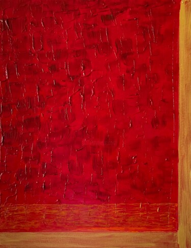 Painting titled "Ventanas: Red Skies…" by Jorge Gonzalez, Original Artwork, Acrylic Mounted on Wood Stretcher frame