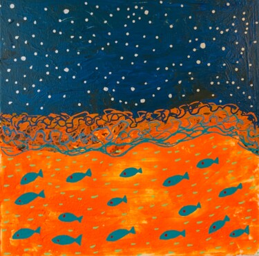 Pittura intitolato "Desert Lake" da Jorge Gonzalez, Opera d'arte originale, Acrilico Montato su Telaio per barella in legno