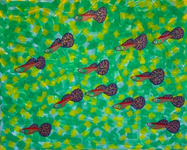 Картина под названием "Guppies and Lawn Ch…" - Jorge Gonzalez, Подлинное произведение искусства, Акрил