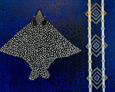 Painting titled "Eagle Ray" by Jorge Gonzalez, Original Artwork, Acrylic Mounted on Wood Stretcher frame