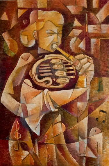 Pintura intitulada "Trompista" por Jorge Manuel Santos, Obras de arte originais, Óleo