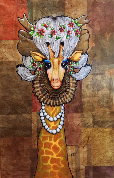 Painting titled "Jirafa" by Jorge Matheus, Original Artwork, Acrylic Mounted on Wood Stretcher frame