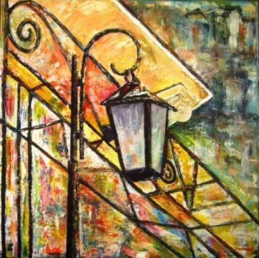 Painting titled "58-candeeiro-50x50" by Jorge Mendes, Original Artwork, Oil