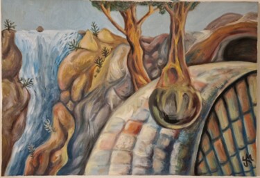 Painting titled "Camino difícil" by Jorge Montesinos Leal, Original Artwork, Oil Mounted on Wood Stretcher frame