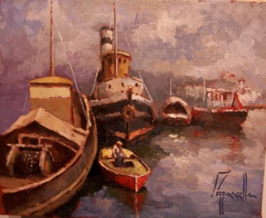 Pintura titulada "Barca roja" por Jorge Pizzanelli, Obra de arte original