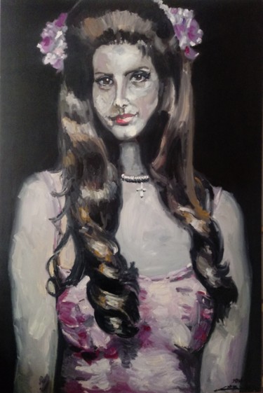 Pintura titulada "Moça com tiara de r…" por Jorge Quiros, Obra de arte original, Oleo