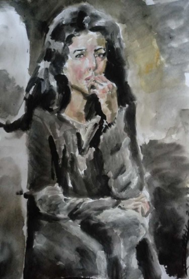 Schilderij getiteld "Maria Magdalena na…" door Jorge Quiros, Origineel Kunstwerk, Aquarel