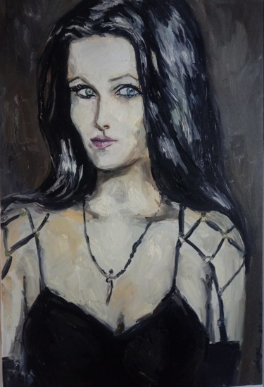Peinture intitulée "Retrato de Tarja Tu…" par Jorge Quiros, Œuvre d'art originale, Huile