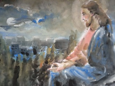 Painting titled "O rei do mundo ( Ki…" by Jorge Quiros, Original Artwork, Watercolor