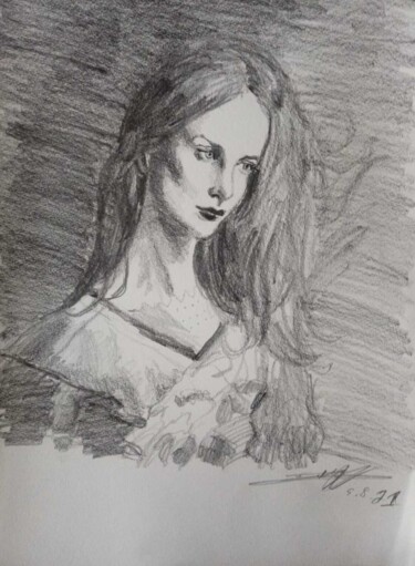 图画 标题为“Portrait drawing on…” 由Jorge Quiros, 原创艺术品, 铅笔