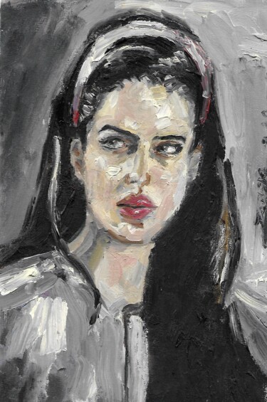 Pintura intitulada "Retrato de jovem" por Jorge Quiros, Obras de arte originais, Óleo