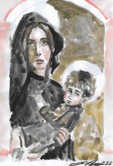 The Mother of Gog Peinture intitulée "The Mother of Gog" par Jorge Quiros, Œuvre d'art originale, Aquarelle