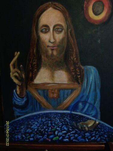 Malerei mit dem Titel "CHRITUS MUNDI POLUE" von Jorge Torres Valda, Original-Kunstwerk, Öl Auf Keilrahmen aus Holz montiert